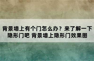 背景墙上有个门怎么办？来了解一下隐形门吧 背景墙上隐形门效果图